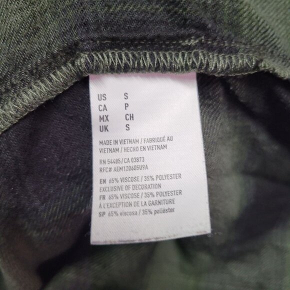 American Eagle Ahh Mazingly Soft Boyfriend Flip Flannel Shirt Button Small Green - Picture 7 of 9